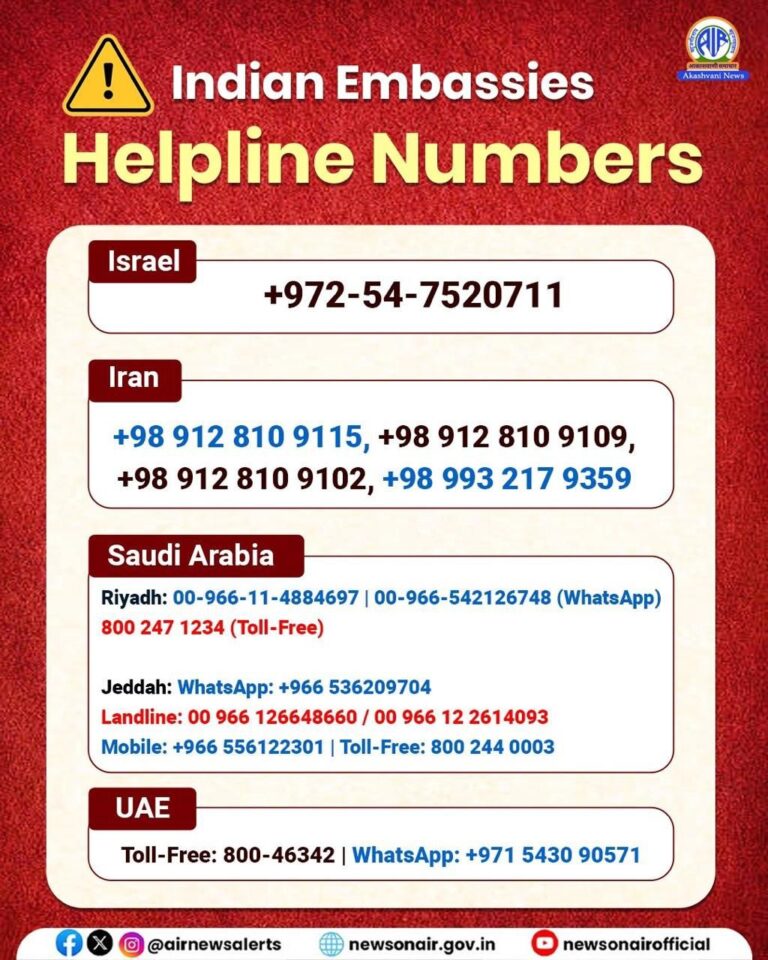 ಮಧ್ಯ ಪ್ರಾಚ್ಯ ಹಾಗೂ ಕೋಲ್ಲಿ ದೇಶಗಳಲ್ಲಿ ಯುದ್ಧ: ಸಂತ್ರಸ್ತರ ನೆರವಿಗೆ ಸಹಾಯವಾಣಿ ಆರಂಭ