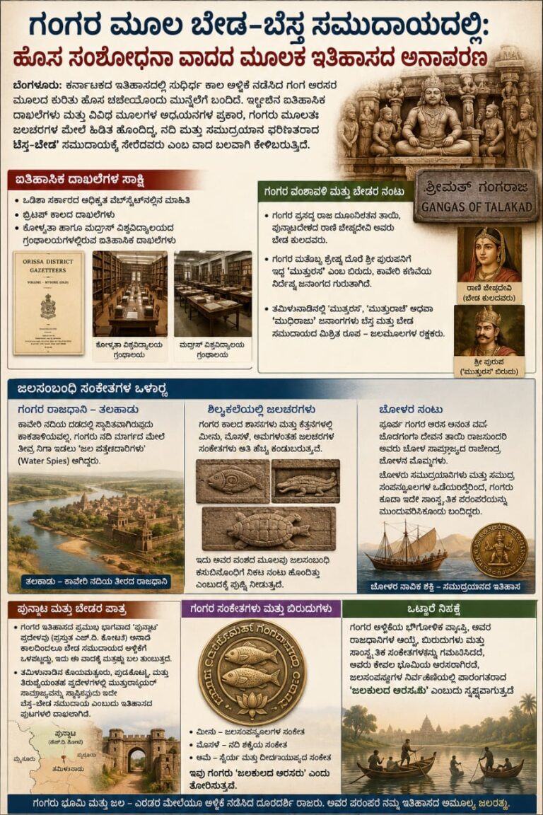 ಗಂಗರ ಮೂಲ ಬೇಡ-ಬೆಸ್ತ ಸಮುದಾಯ: ಹೊಸ ಸಂಶೋಧನಾ ವಾದದ ಮೂಲಕ ಇತಿಹಾಸದ ಅನಾವರಣ
